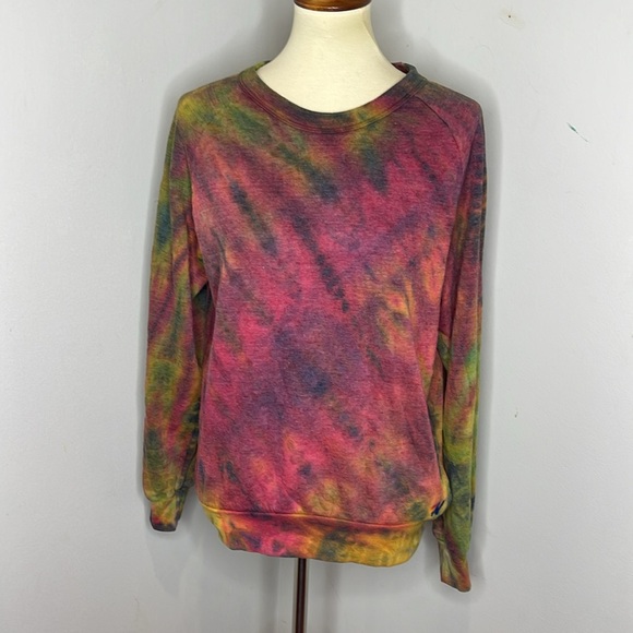 NWOT Aviator Nation HAND DYED CREW SWEATSHIRT - TIE DYE MULTI XS - Picture 3 of 11